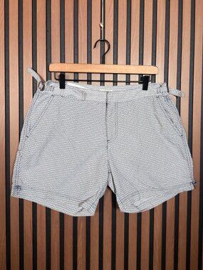 Suitsupply Swimshorts Medium Men’s White Blue Geometric Print Lined 100% Nylon